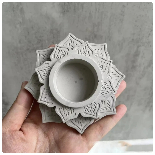 Round flower candle jar silicone mold in Dubai for Jesmonite or resin candles. Ideal for luxury handmade candle brands.