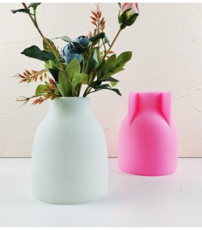 Round vase silicone mold for Jesmonite art used to create minimalist decorative vases