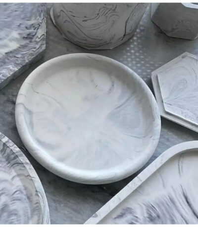 Small round plate crystal silicone mould for resin and Jesmonite tray making