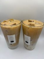 Two iced coffee candles in glasses