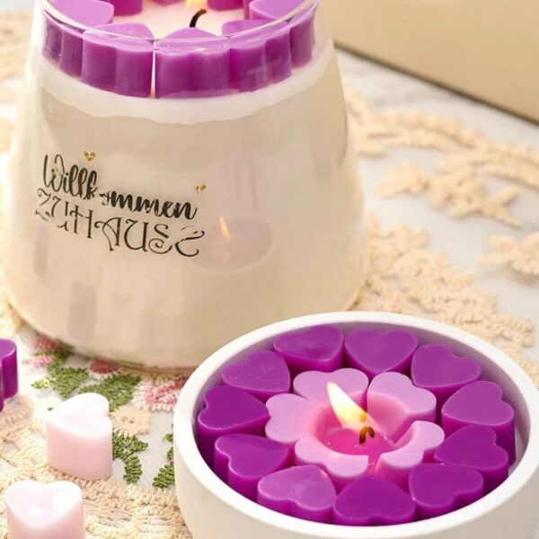 Heart design DIY silicone mold with 55 grid cavities for candle making, wax melts, and soap crafts