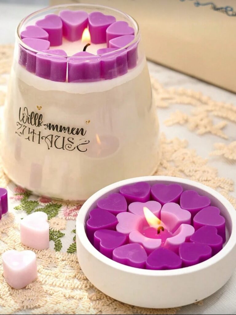 Heart design DIY silicone mold with 55 grid cavities for candle making, wax melts, and soap crafts