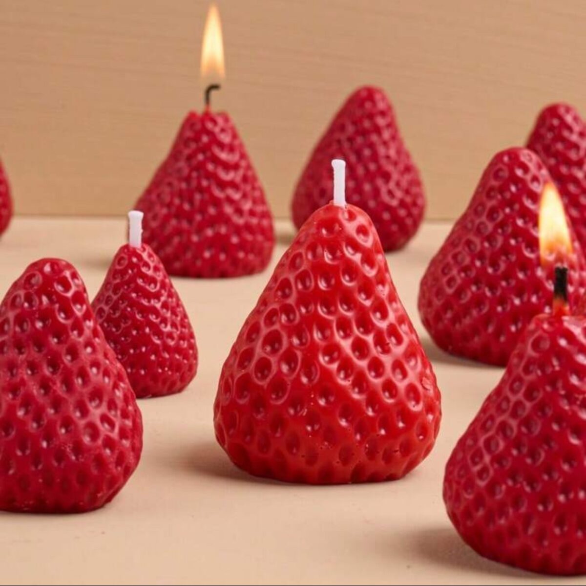 Premium Strawberry Candle Silicone Mold – 4-Piece 3D Resin & Wax Craft Mold for DIY Candle Making - Image 2
