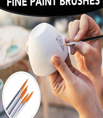 50pcs black nylon paint brush set with flat and round tips for acrylic oil watercolor and DIY art