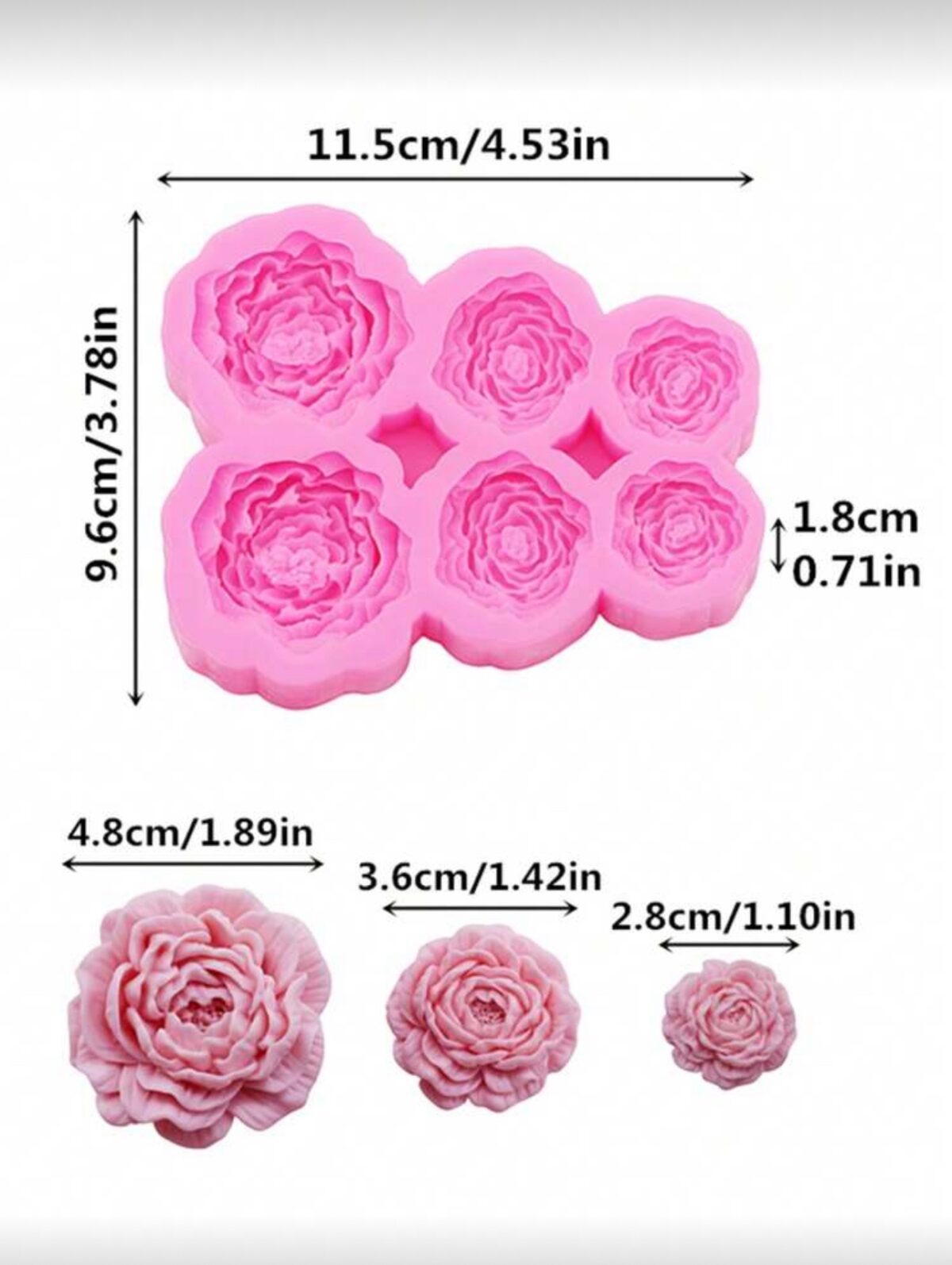 Premium Pink Peony Silicone Mold – Elegant 3D Flower Design for Resin Jewelry & Creative Accessories - Image 2