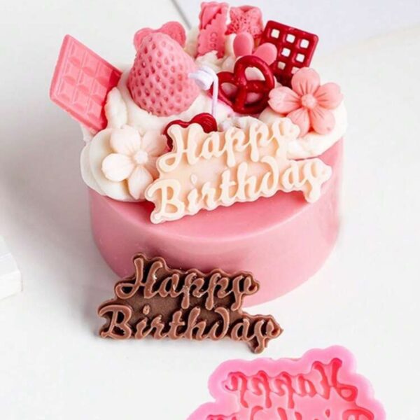 Happy Birthday cake silicone mold for DIY cake decorating candle and soap making