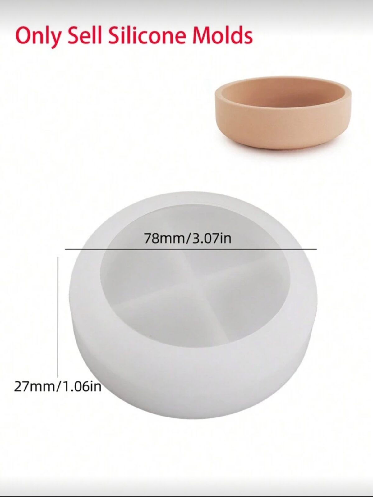 Round Bowl Silicone Mold for Candle Jars, Concrete & Resin Crafts - Image 2