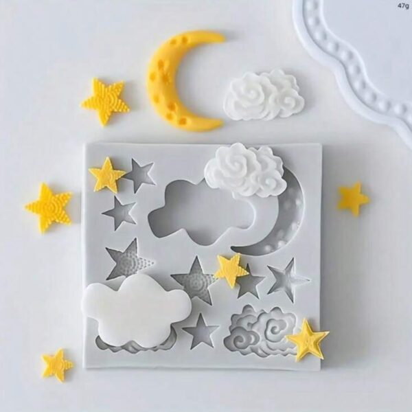 Moon & Star Silicone Mold – Dreamy Cloud Design for Candle, Soap & Resin Crafts