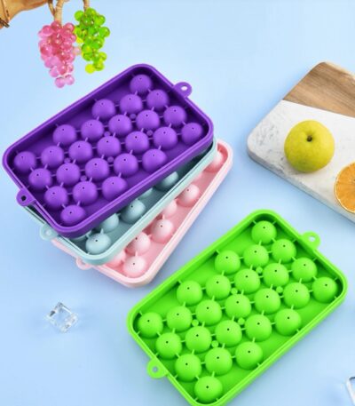 25 cell silicone ice cube tray with grape-shaped cavities for small ice balls and handmade soap molds