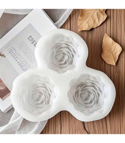 Peony rose silicone mold for creating 3D floral resin, candle, and epoxy craft designs