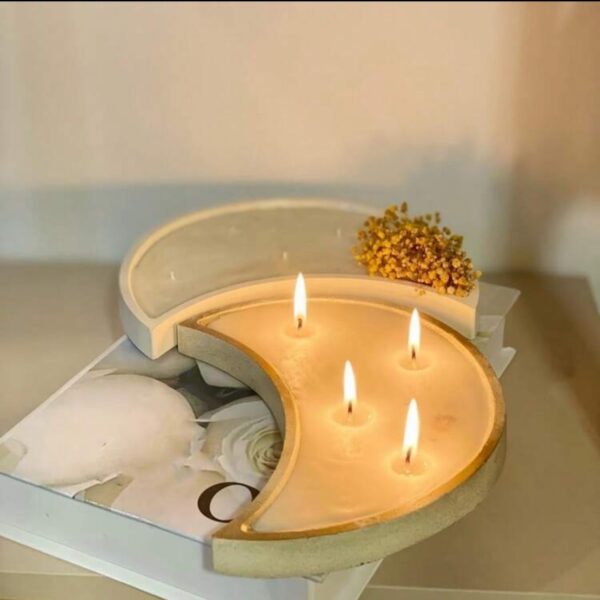 Moon shaped resin tray mold used for candle holders and DIY resin coaster projects