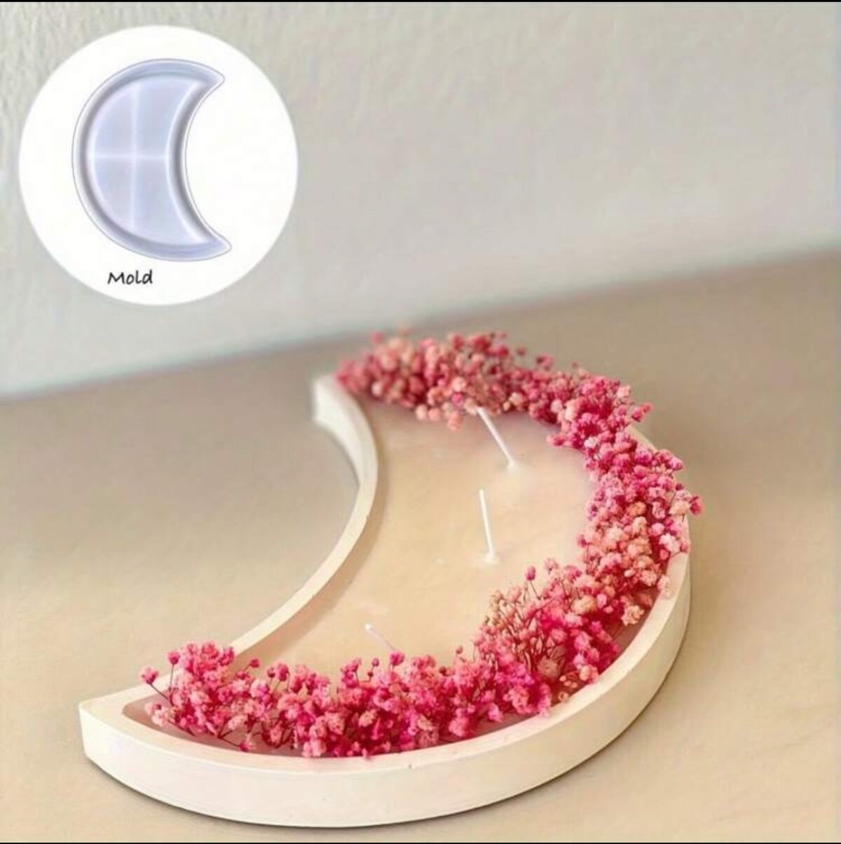 Elegant Moon Shaped Resin Tray Mold – DIY Candle Holder & Jewelry Coaster - Image 4