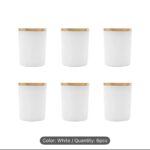 White glass candle jars with wooden lids for candle making and modern home décor