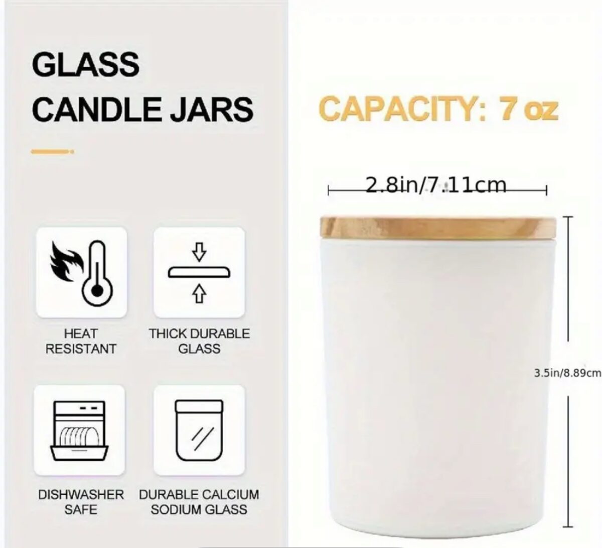 Premium Candle Jars with Wooden Lids – Modern Glass Candle Containers (6pcs) - Image 2