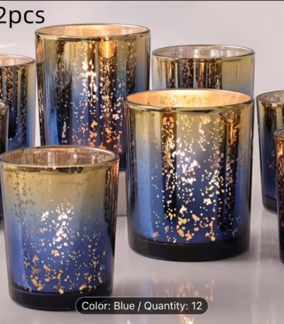 Elegant mercury glass candle holders with green finish for decorative home candle displays