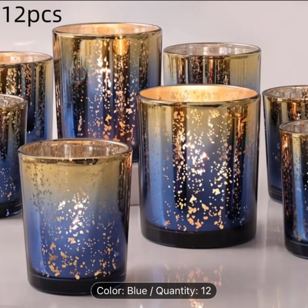 Elegant mercury glass candle holders with green finish for decorative home candle displays