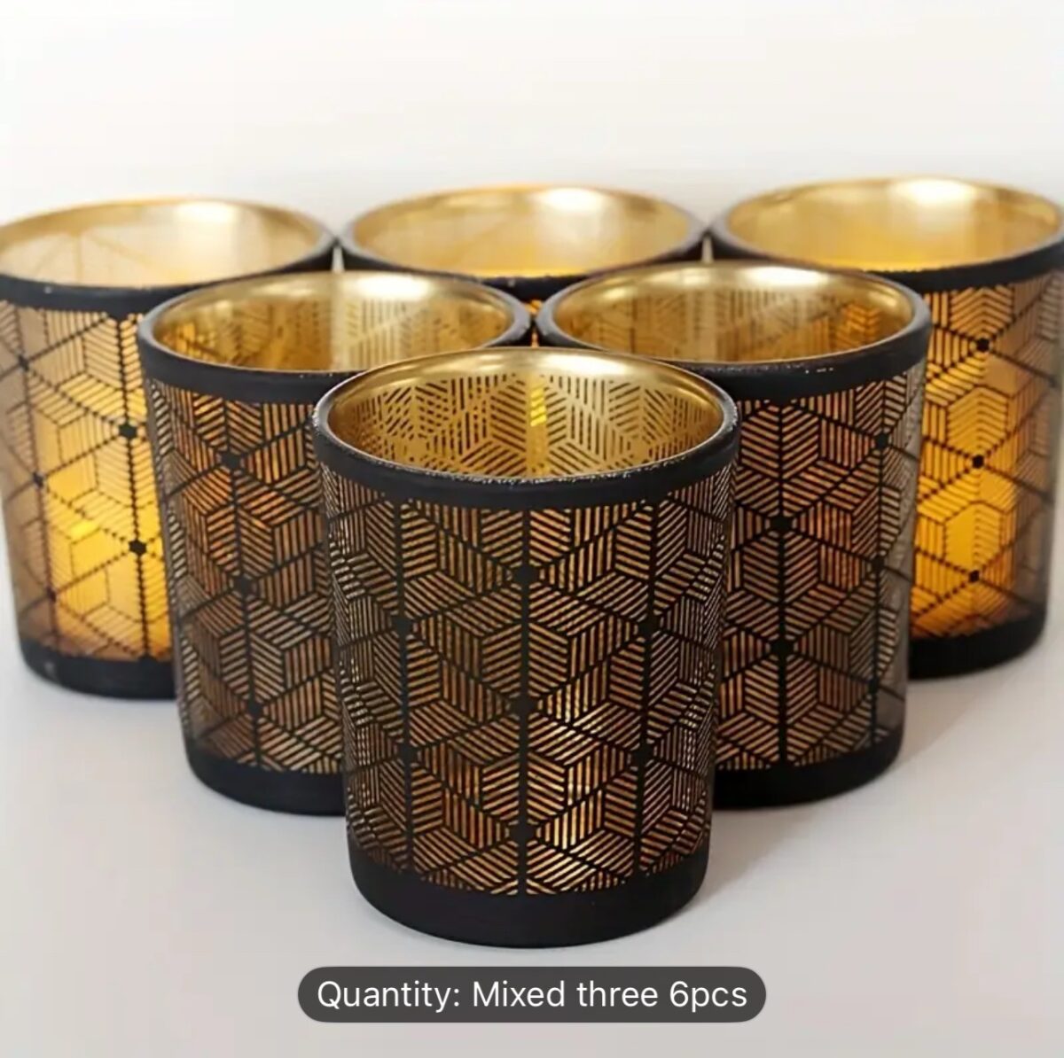 Elegant Geometric Glass Candle Holders – Decorative Scented Candle Cups (6pcs) - Image 2