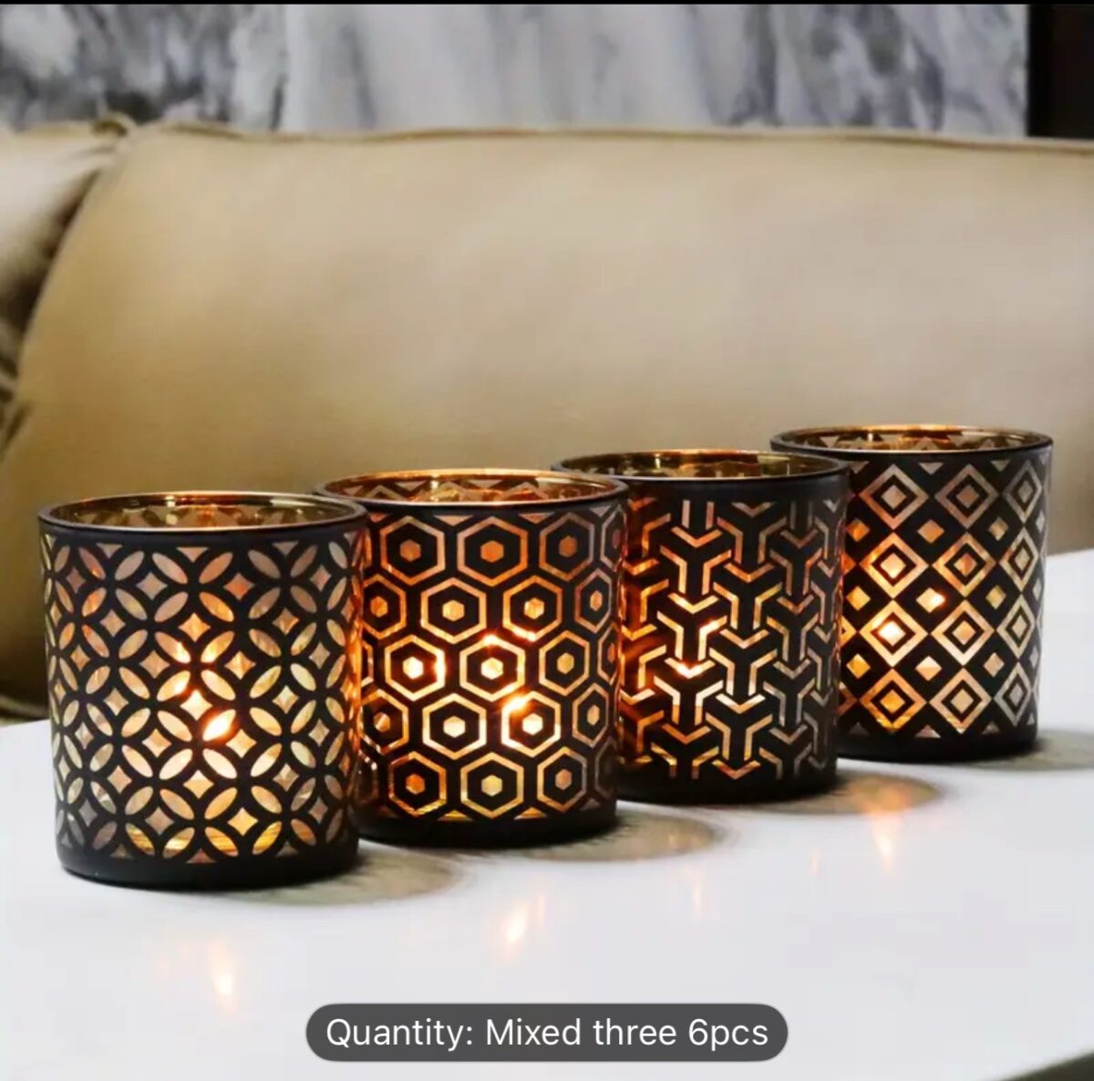 Elegant Geometric Glass Candle Holders – Decorative Scented Candle Cups (6pcs) - Image 3