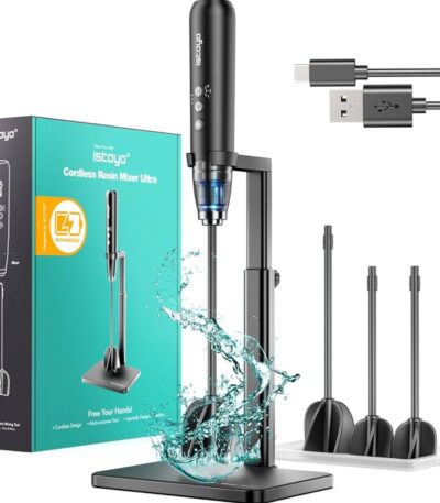 Professional cordless resin mixer with rechargeable design and multiple mixing paddles for DIY resin crafts
