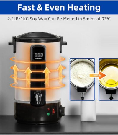 Professional candle wax melting pot 8L with LED display and temperature control for candle making