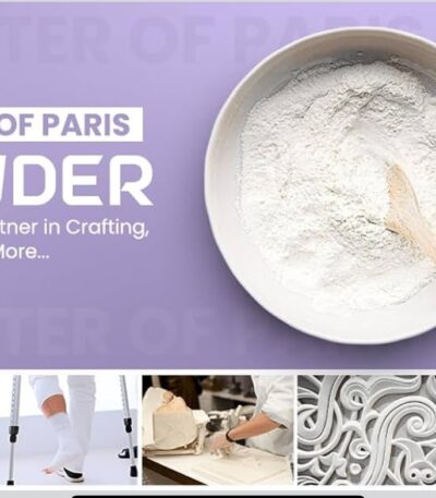 Plaster of paris powder for crafts in bright white gypsum, ideal for molding, casting, pottery, and DIY repair projects.