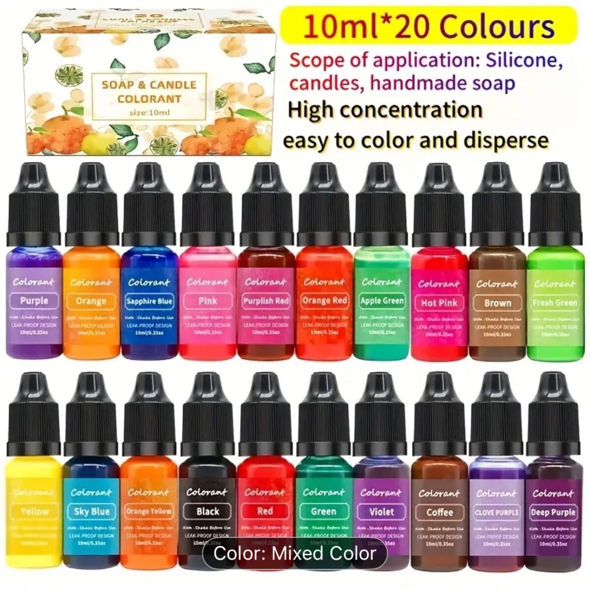 Premium Soap and Candle Pigment Color Set – 20 DIY Craft Colors (0.34oz) - Image 3