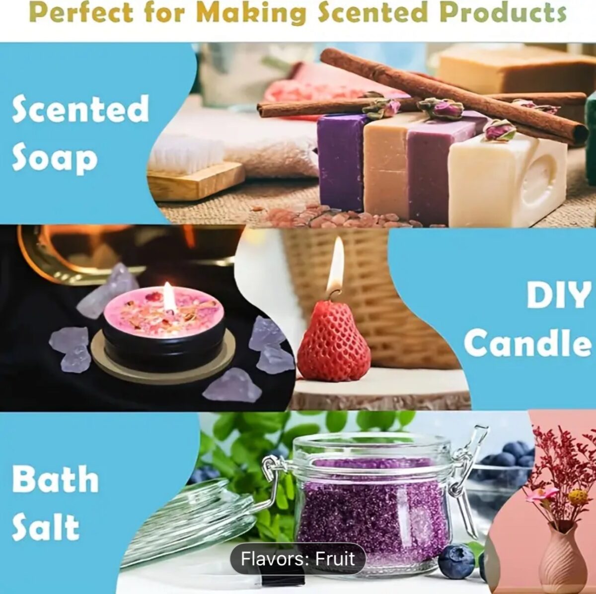 Premium Fruity Fragrance Oil Set for Candle Making – 10 Fruit Scents (10ml x 10) - Image 2