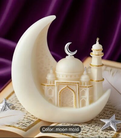 Premium ramadan silicone mold with star and moon 3D Islamic relief design for candle and soap crafts
