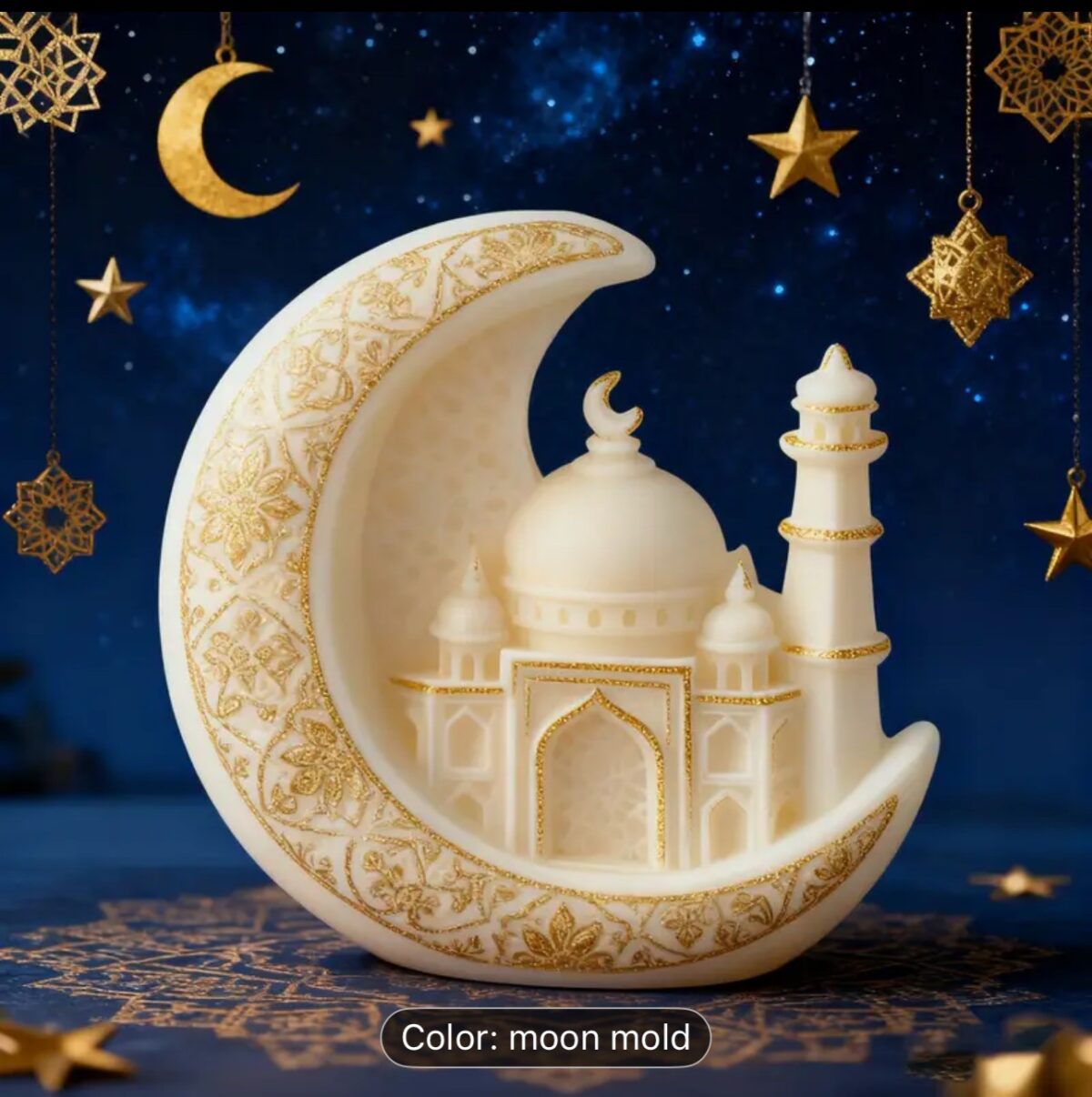 Premium Ramadan Silicone Mold – Star & Moon 3D Islamic Relief Design - Image 3