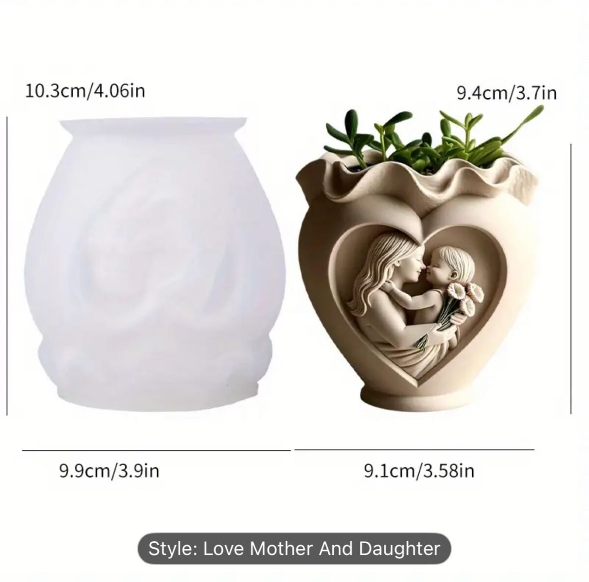 Elegant Heart Shaped Silicone Mold – Creative Mother & Child Relief Design - Image 2