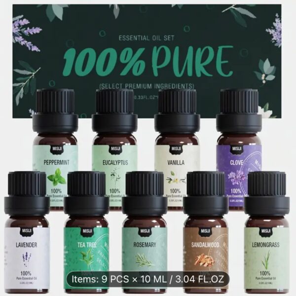 Ultimate premium essential oil set with diffuser and 9 bottles for sleep relaxation and home scent