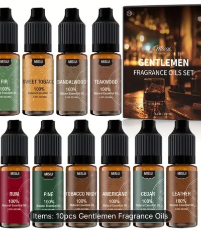 Bold gentlemen fragrance oils set with 10 bottles for candle making, soap making and humidifiers