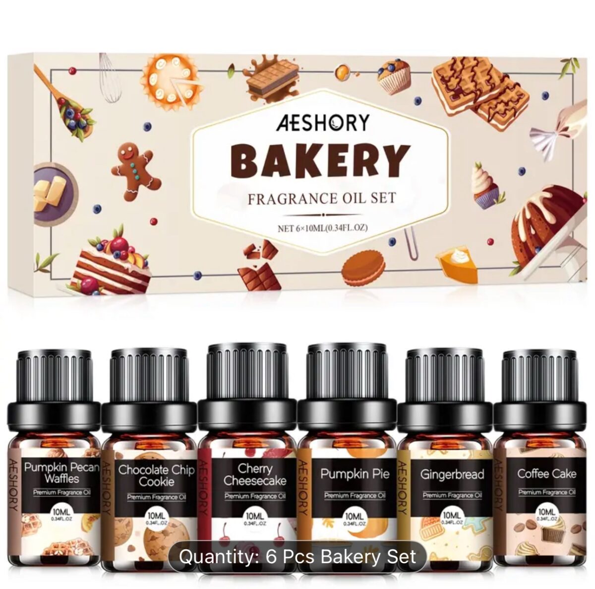 Irresistible bakery essential oils set with 6 fall and holiday dessert fragrance oils