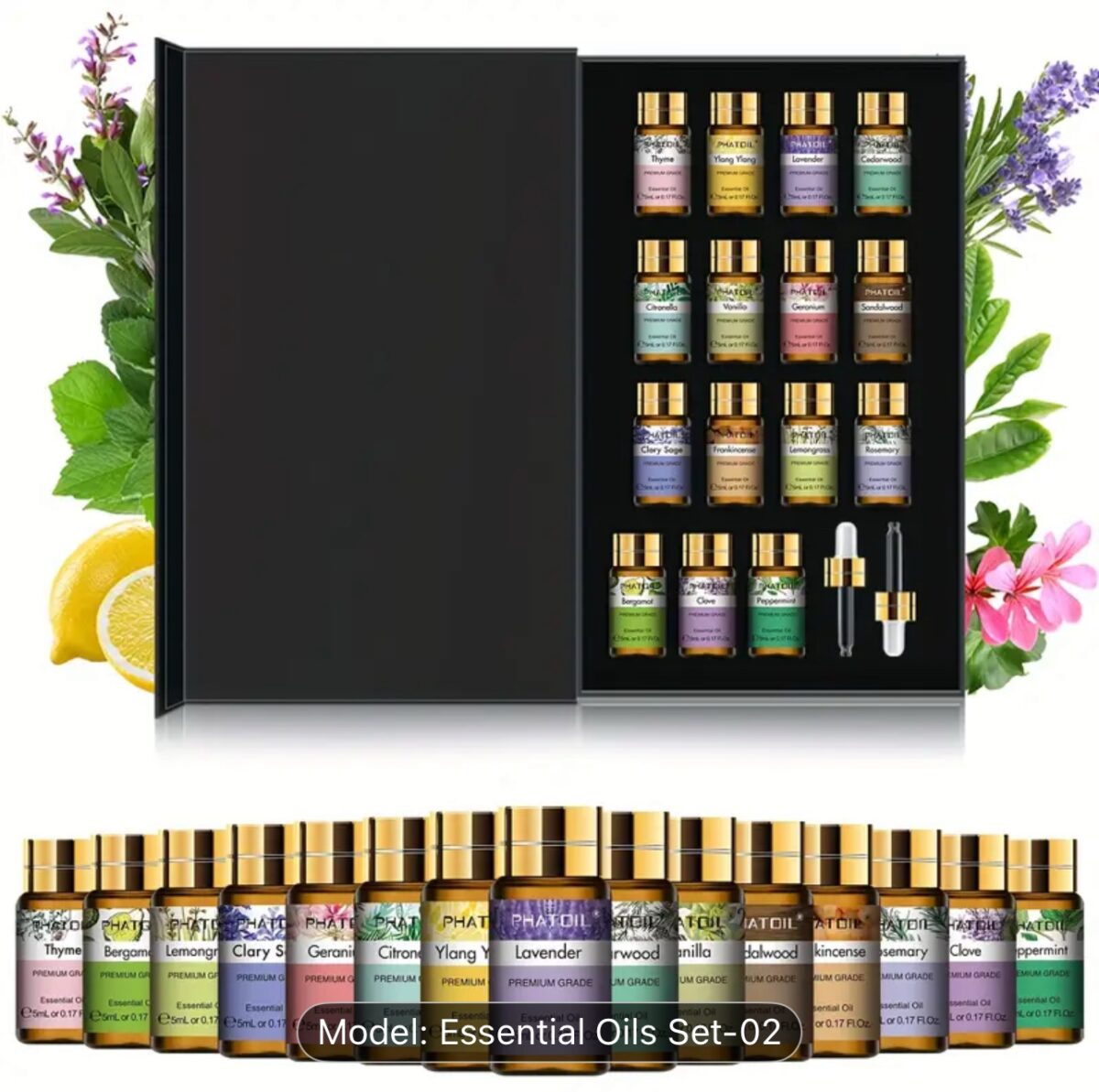 Premium essential oils set with 15 pure aromatherapy oils in luxury gift box Premium essential oils set with 15 pure aromatherapy oils in luxury gift box