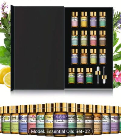 Premium essential oils set with 15 pure aromatherapy oils in luxury gift box