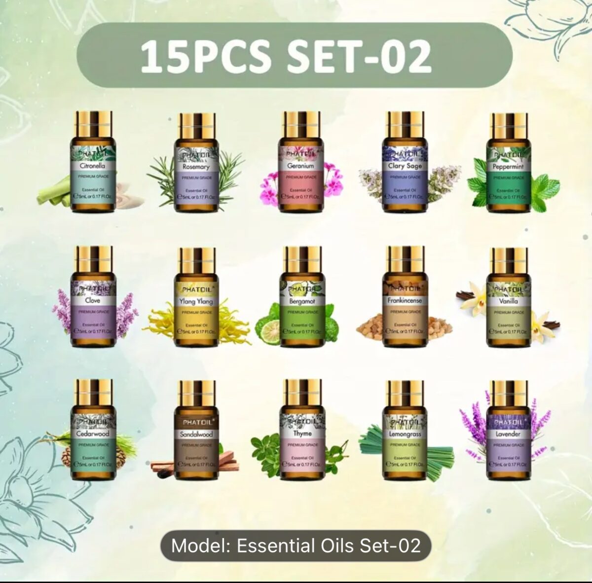 Premium Essential Oils Set (15 Pcs) – Pure Aromatherapy Oils Collection - Image 3